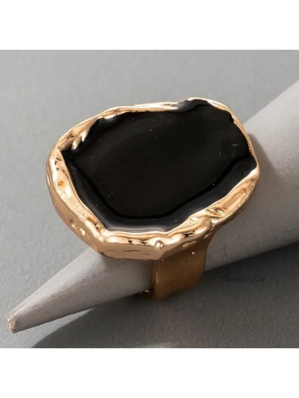 Vintage Statement Ring Chunky Cocktail Ring Black Enamel Drip Finger Ring